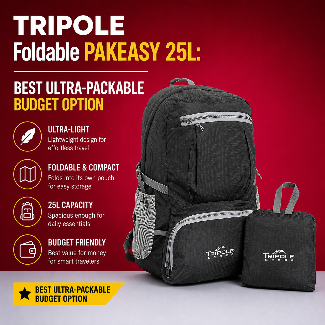 TRIPOLE Foldable PAKEASY 25L